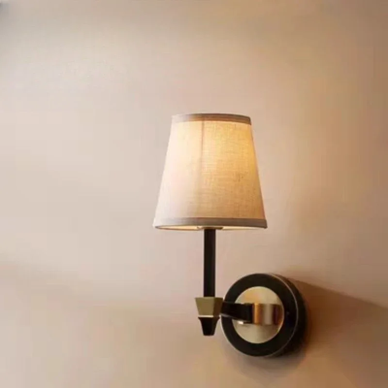 American Rural Fabric Wall Lamp Bedroom Light Mirror Headlight Creative Simplicity Living Room Aisle Stairs Balcony Wall Light