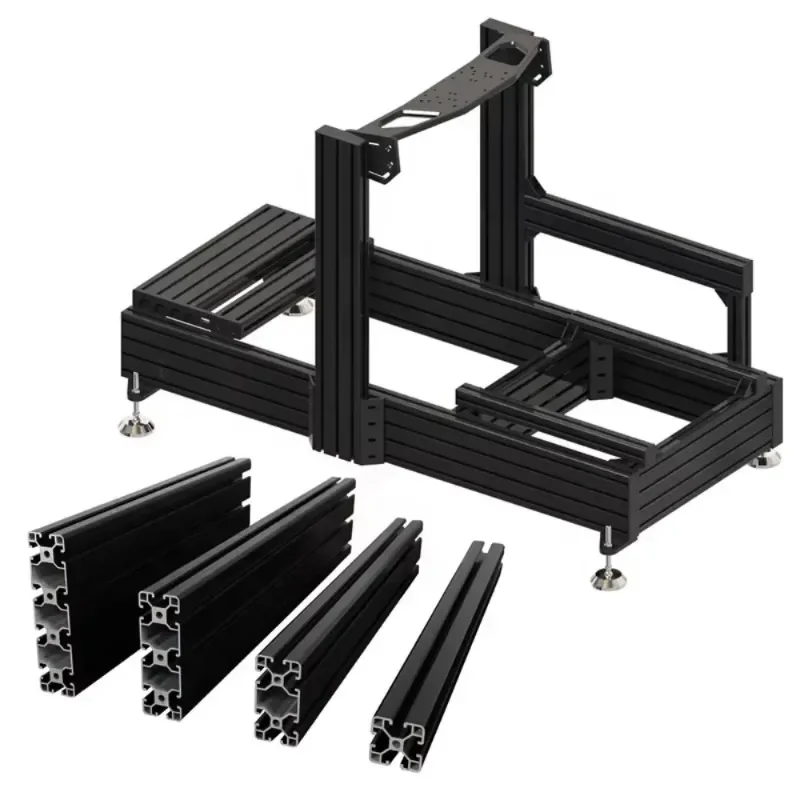 Racing Rig Game Driving Flight Simulator Cockpit Silver Black 4080 Kit Black  Racing S im Rig Kit