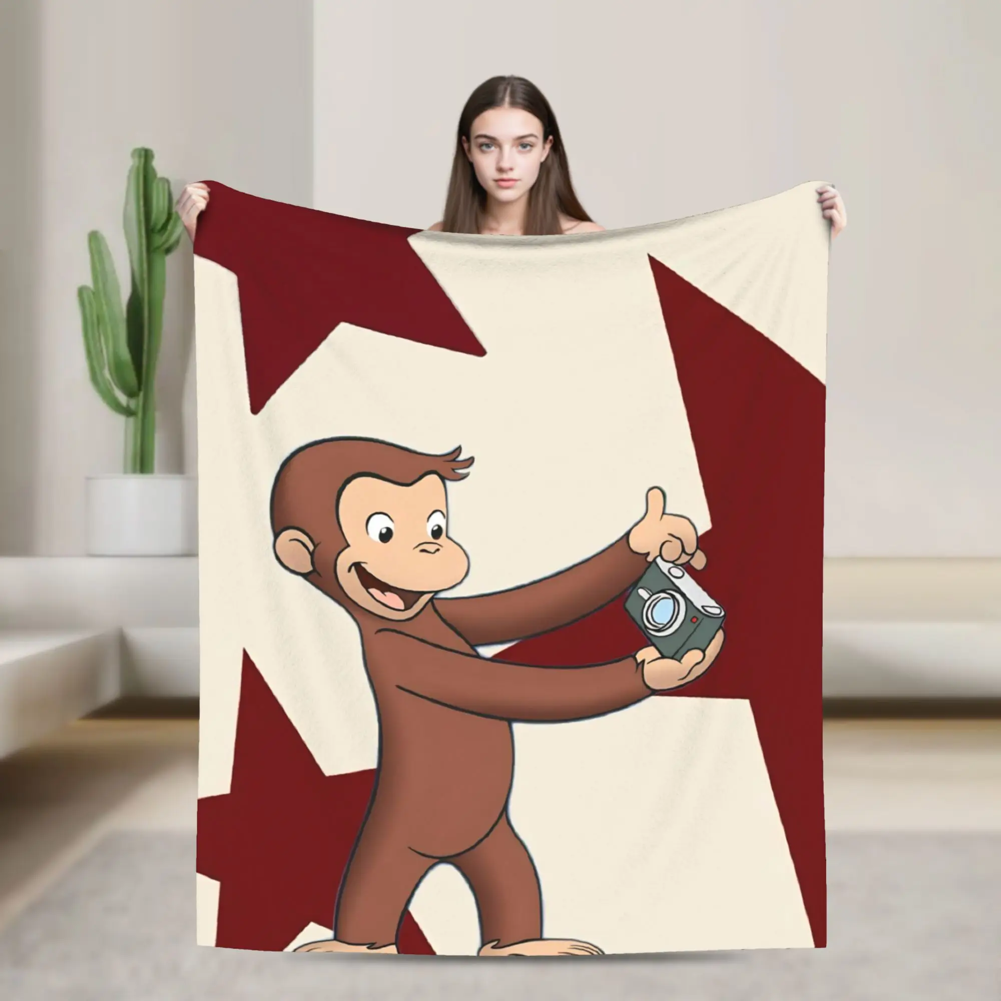Curious George African Monkey Accessories Blanket Super Soft Warm  Throw Blankets for Sofa 50x60 Inches Multiple Sizes Bedspread