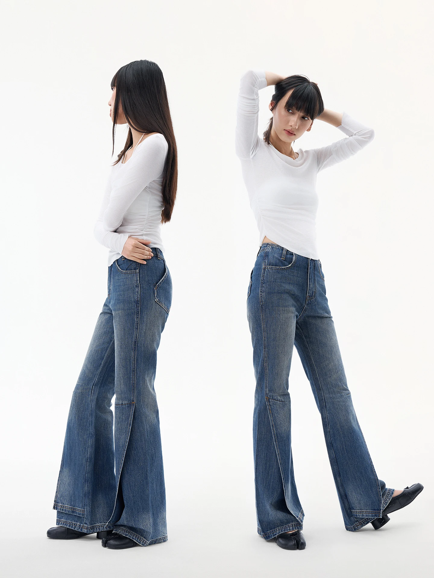 

DUSKLIT Low Waist Waed Blue Jeans Women's Micro Flared Denim Pants Casual Sle Patchwork Design Comfortable Fit Chinese Pr...