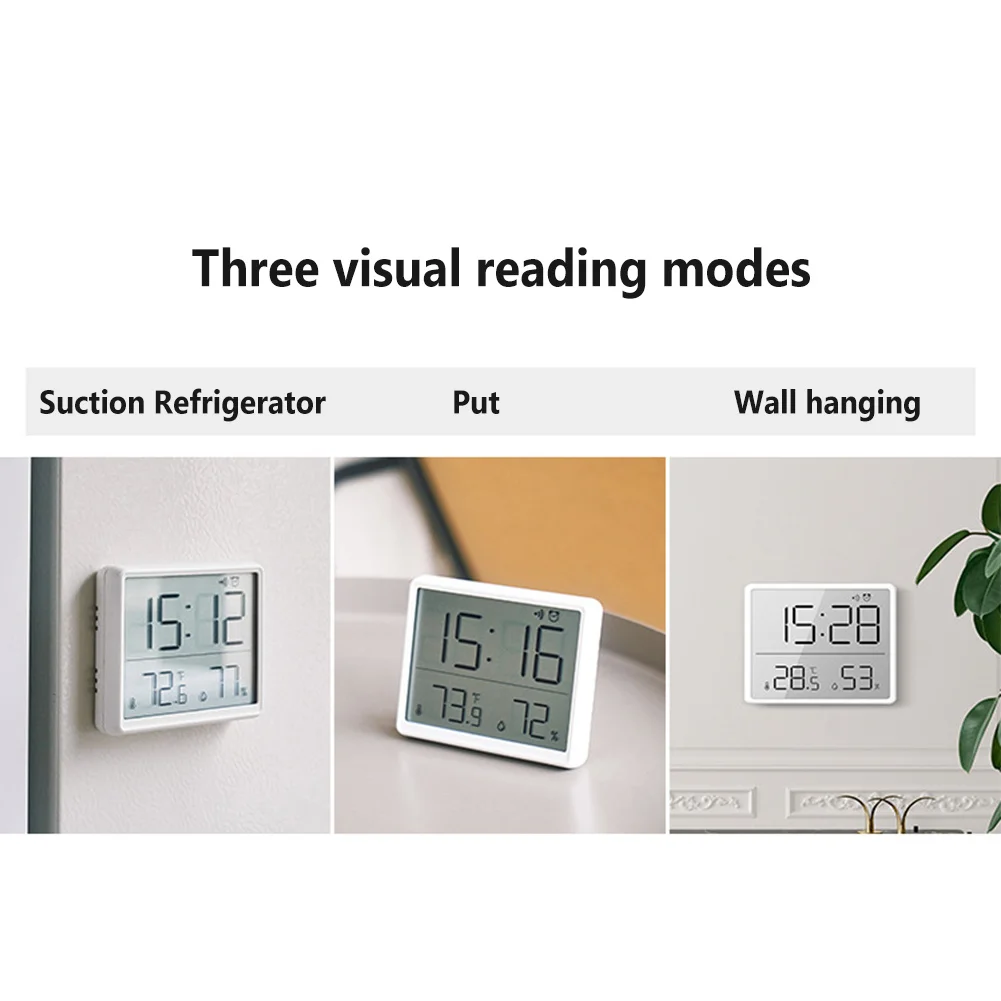 Refrigerator Magnetic LCD Digital Alarm Clock Multi-functional Large Screen Time Temperature Humidity Display Table Wall Clock