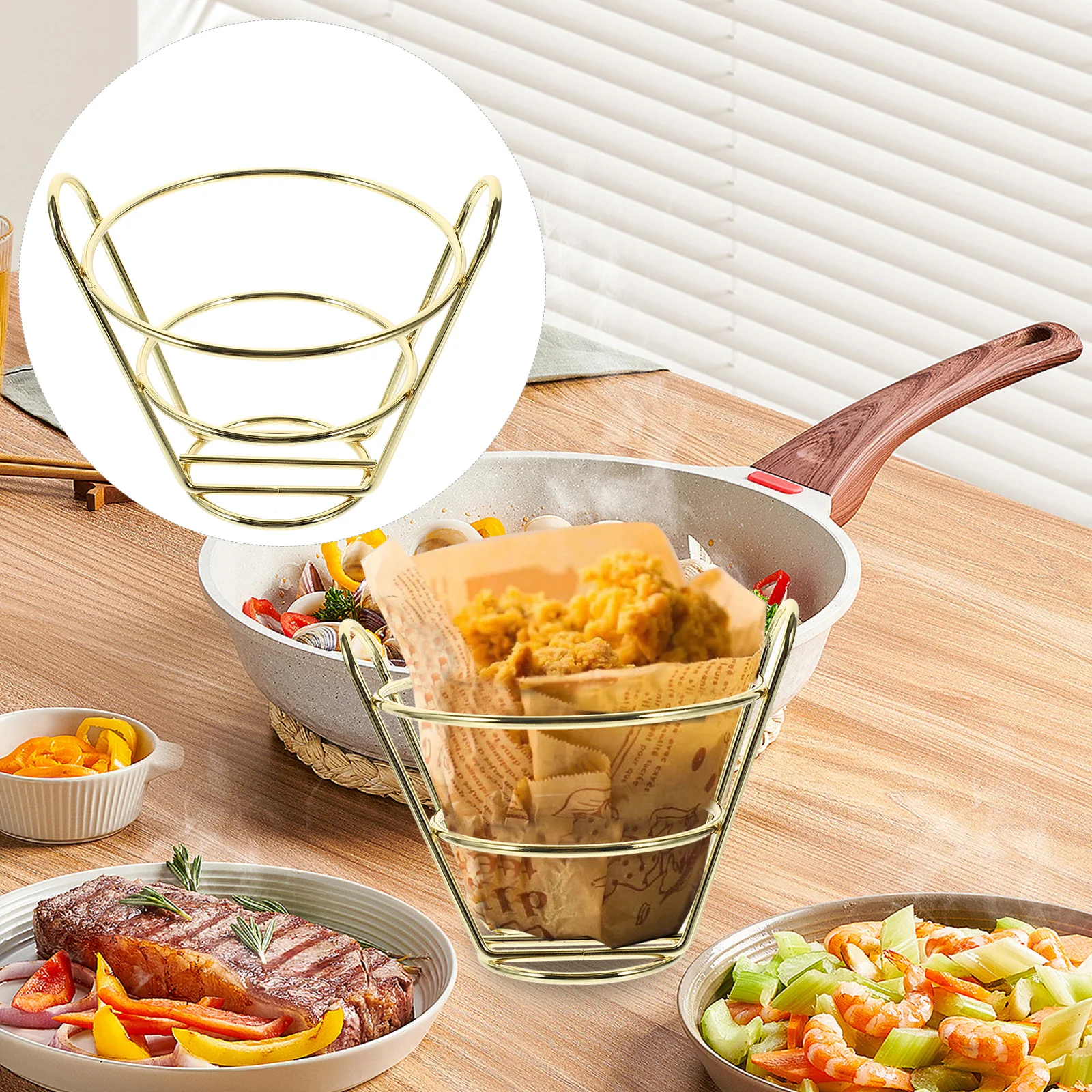 

Fried Chicken Basket Fry Metal Hollow Snack Serving Convenient Storage French Fries Food Holder Iron Baskets
