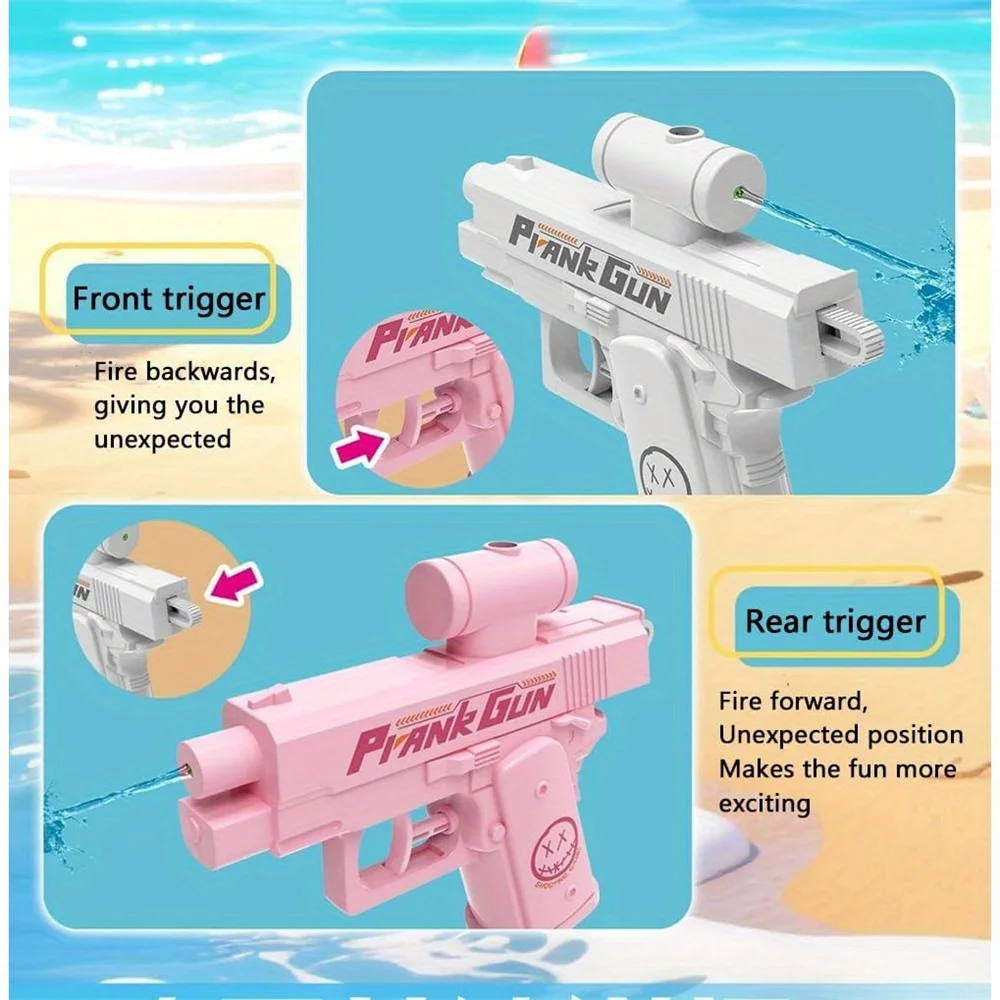 Nuova pistola ad acqua inversa portatile a doppia faccia per esterni, scherzo, spruzzo d'acqua inverso, giocattolo, regalo creativo per bambini