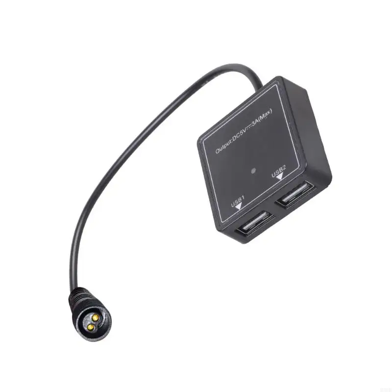Double USB Port Charging Adapter with 2Pin USB Charging Link Plastic Texture for Solar Panel Car Boats Motorcycle Use 83CF