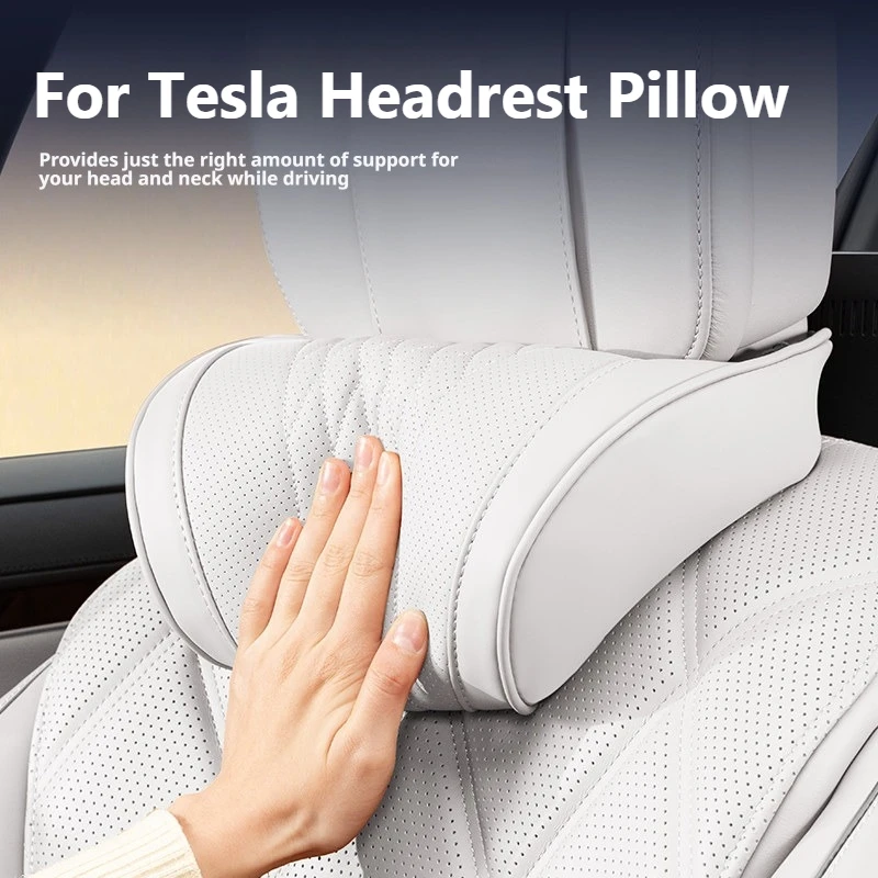 Luxury Nappa Leather Latex Car Neck Pillow For Tesla Model 3 Model Y Model S  X Cybertruck Ergonomic Support Car Waist Pillow