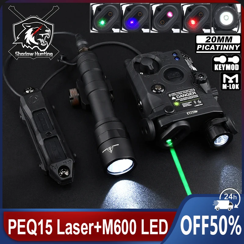 

Tactical PEQ-15 Red Green Blue IR Laser WADSN M300A M600U LED Light Flashlight Fit 20mm Rail Airsoft Hunting Weapon Accessories