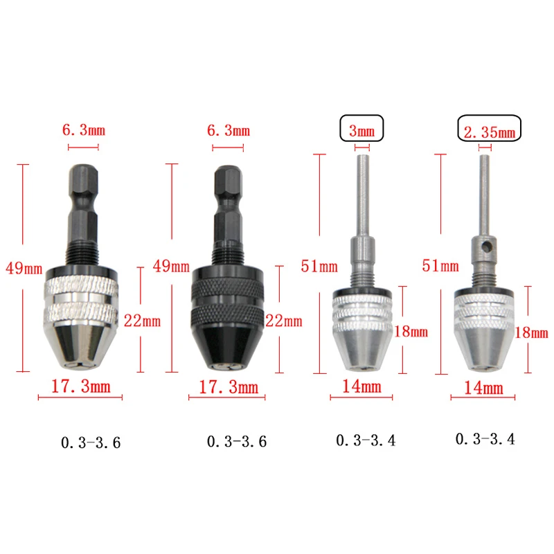 Drill Chuck Keyless Screwdriver Impact Driver Adaptor Electric Micro Motor Clamp Mini Chuck Fixture Hex Shank Drill Bits Adapter