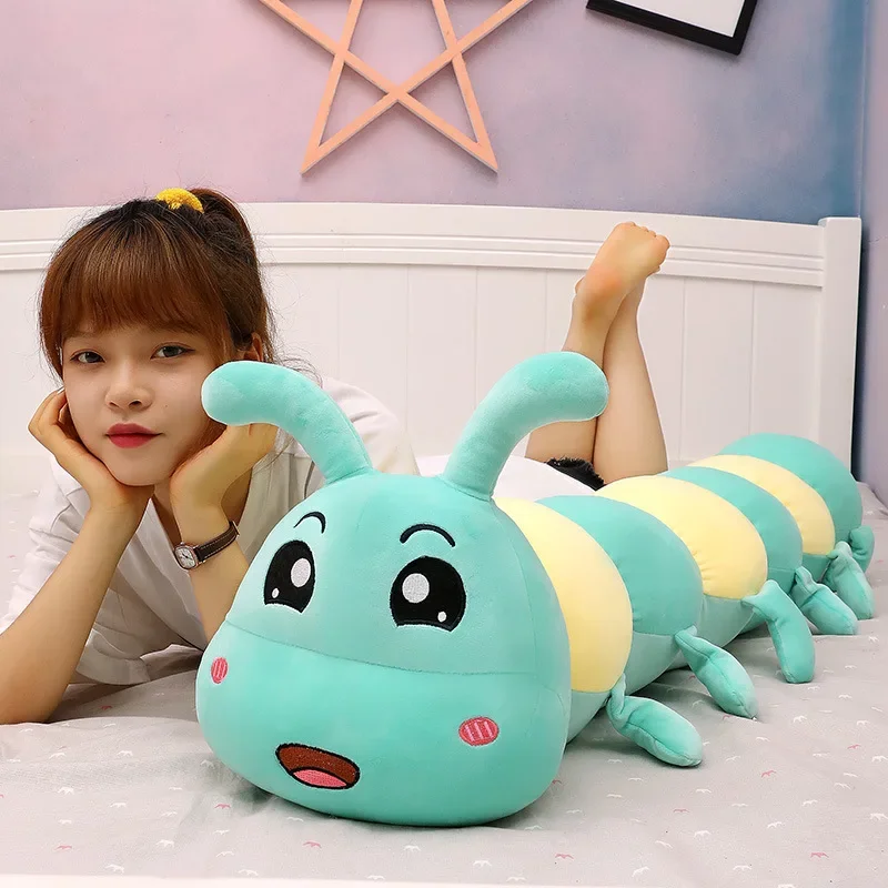 Lovely Cartoon Caterpillar Side Sleeping Body Pillow Soft Fluffy Colourful Long Throw Pillows Pregnancy Leg Gripper Pillow Gifts