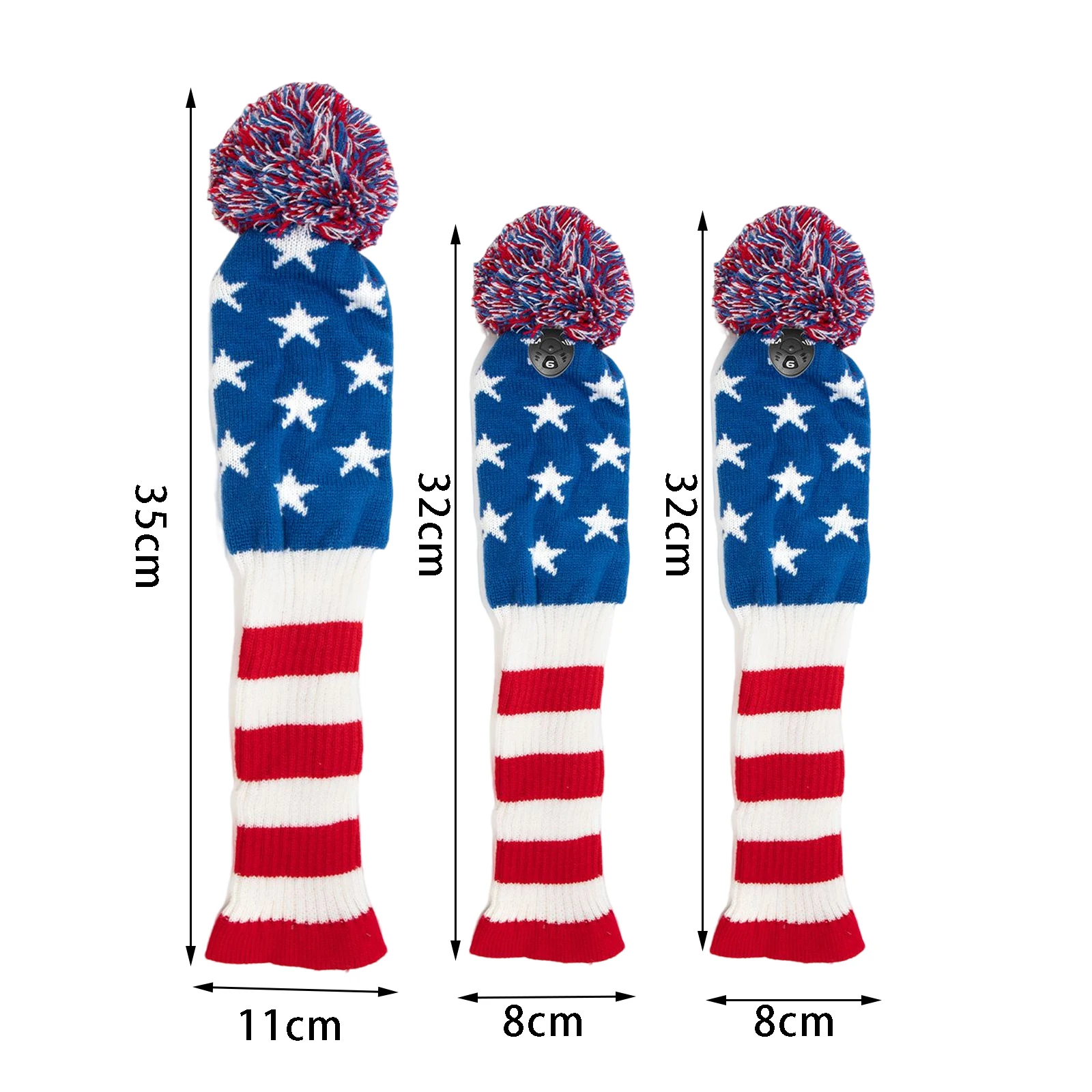 3pcs/set No.1 3 5 UT Golf Knitted Wood Head Cover Knitted Golf Driver Fairway Wood Headcovers Golf Club Protective Sleeve Sock