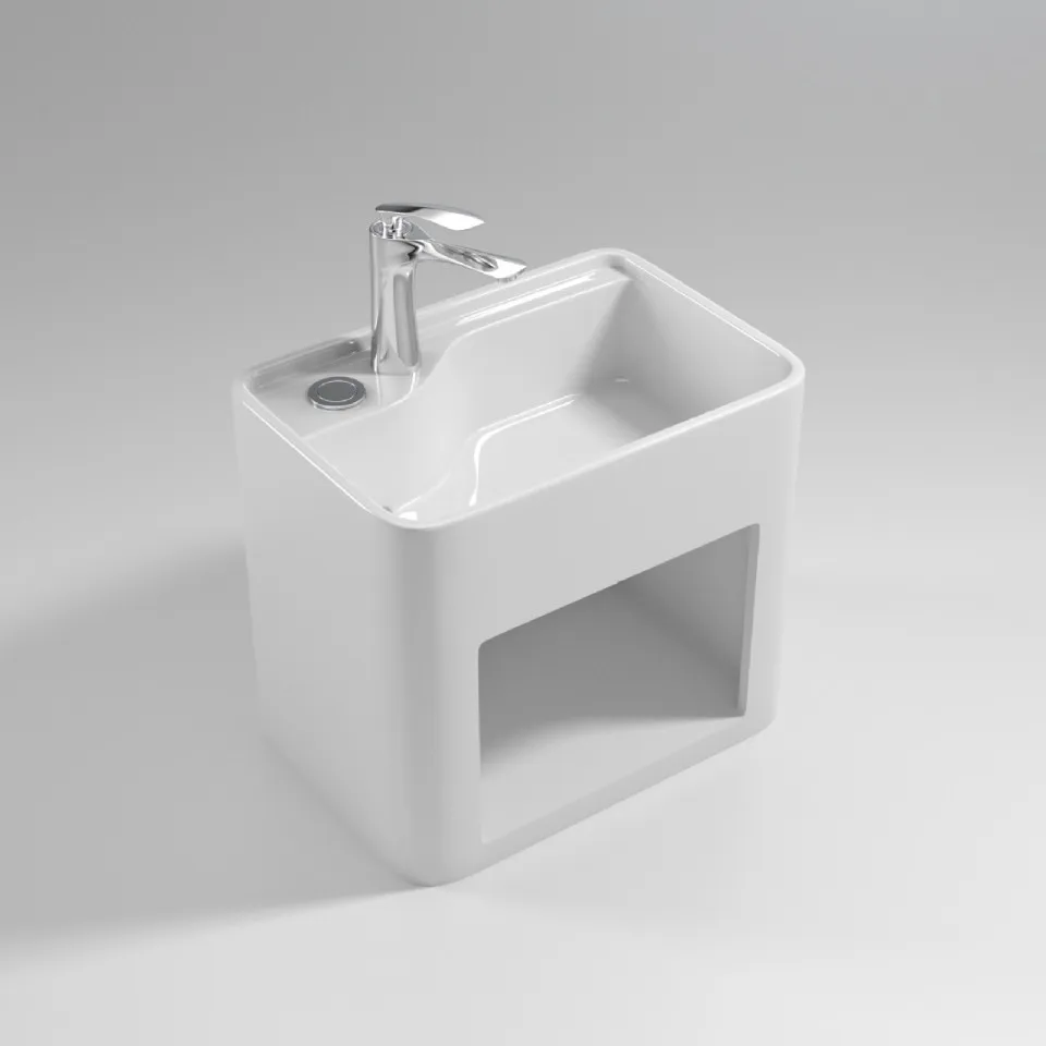 

Wall-mounted washbasin integrated ceramic washbasin with storage bathroom cabinet small apartment bathroom with storage