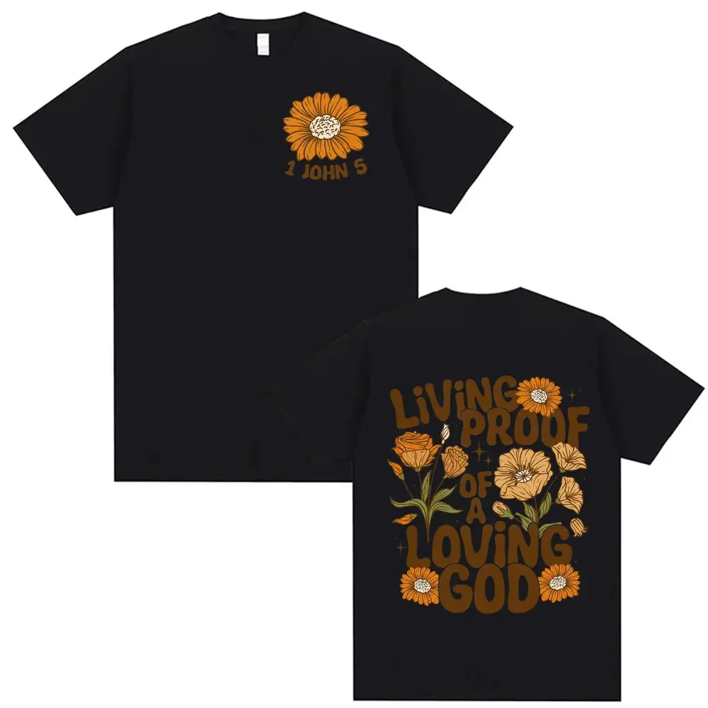 

Men's summer Bohemian love God's life English print Christian wildflower Bible 100% pure cotton T-shirt fashionable clothing