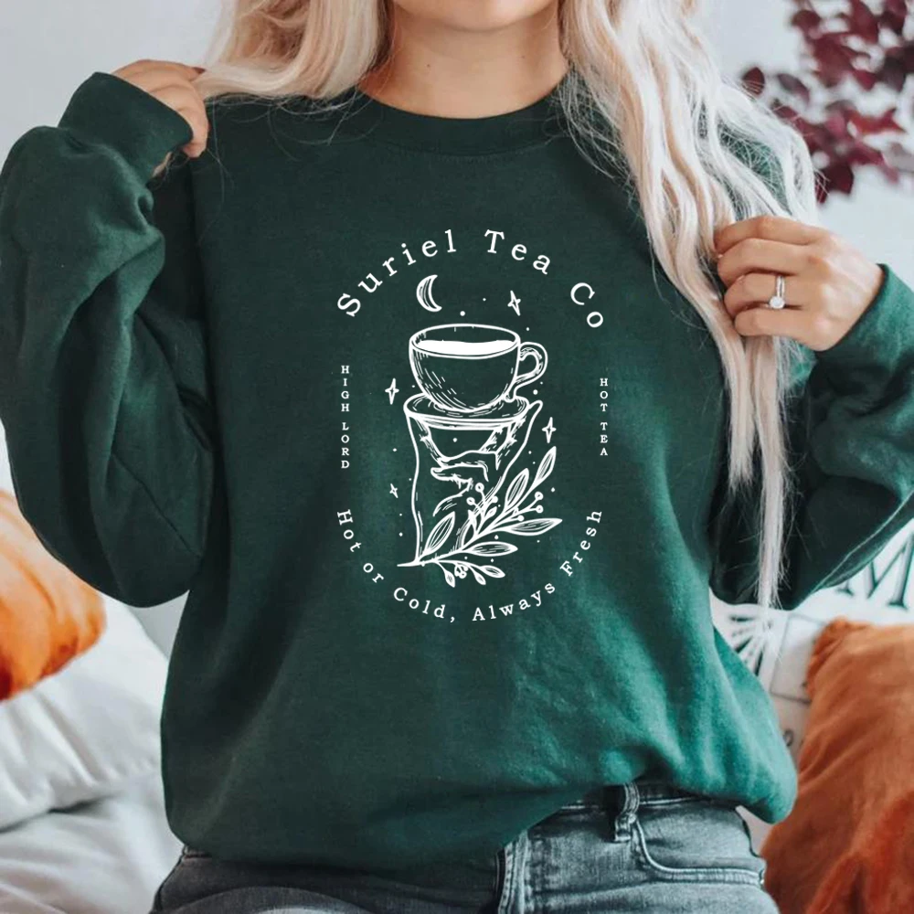 Suriel Tea Co Sweatshirt Acotar Sweater Bookish Hoodie A Court of Thorns and Roses Sweatshirts Women Graphic Hoodies Pullover