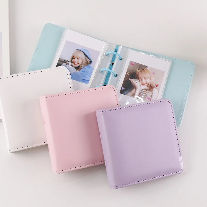 Macaron Color 4 PU Material Mini Binder Album 3 Inch Standard Photos 20 PP Inner Pages Can Hold 40 Photos