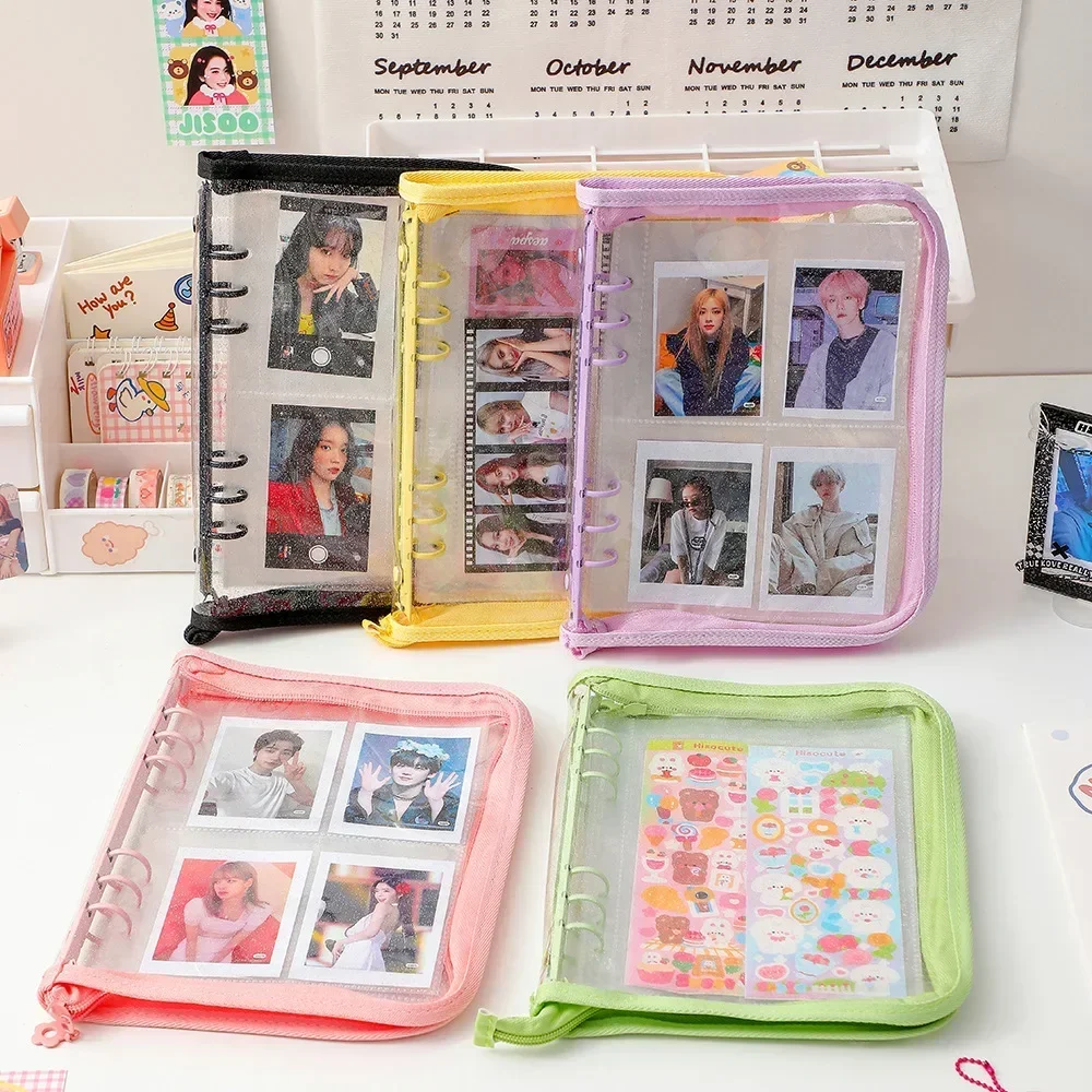 IFFVGX A5 Zipper Binder Photocard Holder Kpop Idol Photo Album DIY Journal Dairy Picture Collect Book School Stationery Supplies