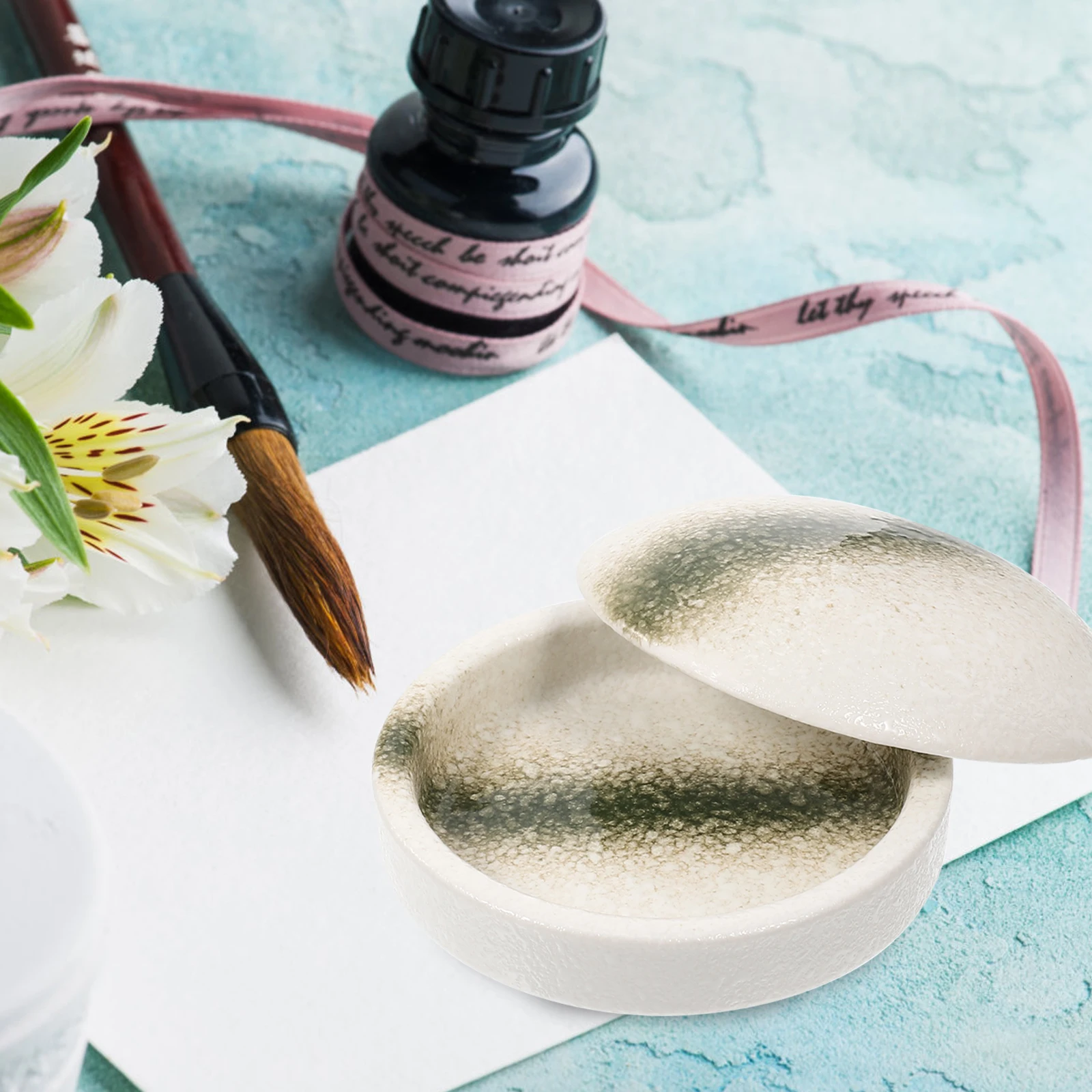 

1Set Ceramic Watercolor Mixing Trays Paint Palettes Convenient Multi Layer Pigment Trays for Painting Art Supplies