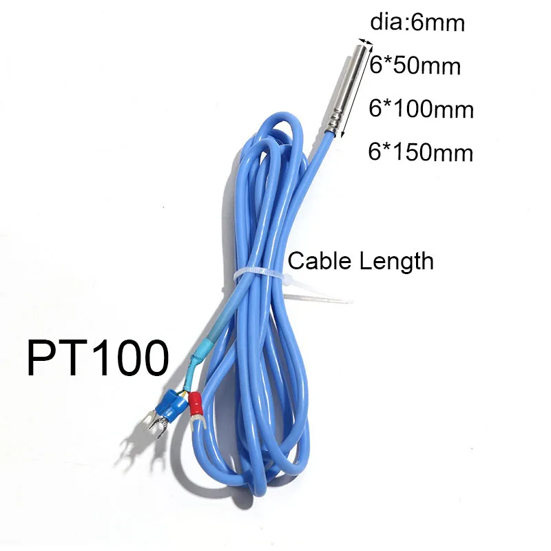 1PC PT100 B/A/AA Grade Temperature Sensor Thermal Resistance 0.5M-5M Silicone PTFE Tinned Shielded Wire Probe image 2