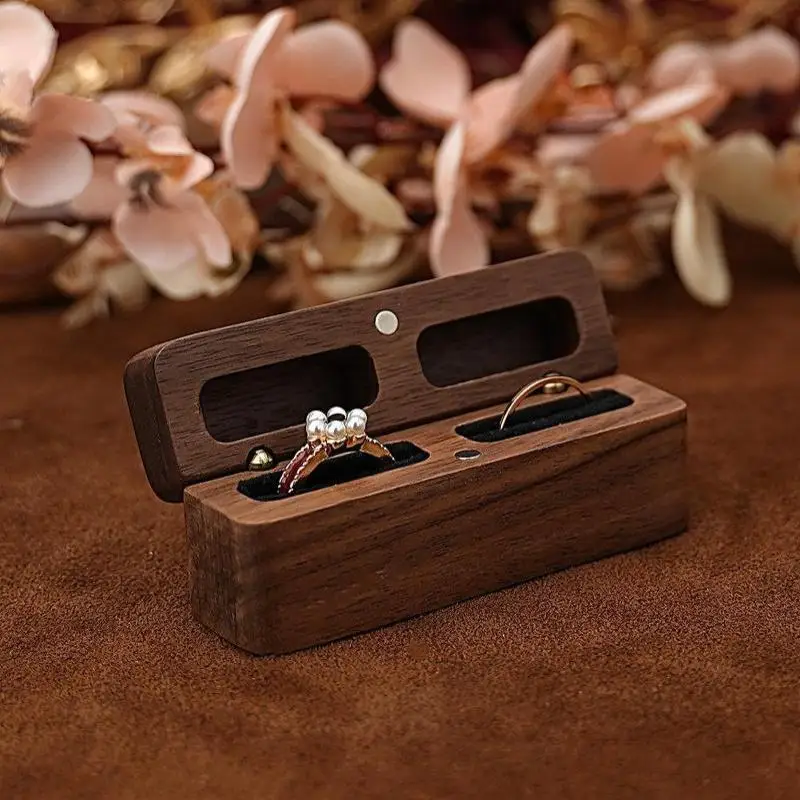 Holz-Schmuckkästchen für Paarringe, Schmuckorganizer für Liebende, Ringaufbewahrungsbox, Hochzeits- und Alltagsschmuck-Schutz – Detail 3