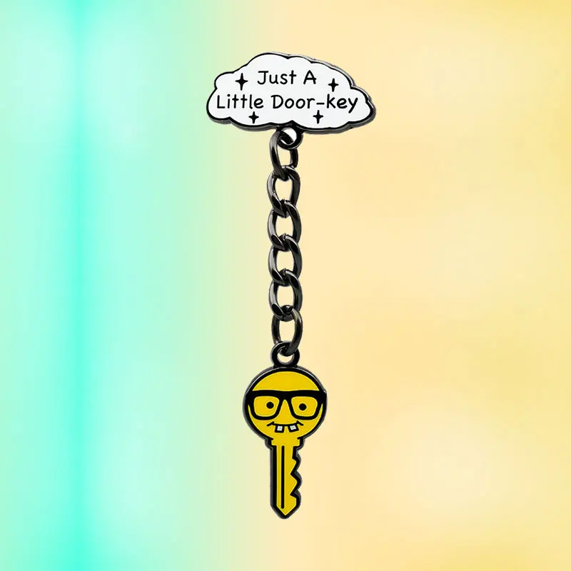 Loveliness Cute Cartoon Metal Brooch Key-shaped Chain Badge Denim Jacket Backpack Pin Decoration Choosing a Surprise Gift