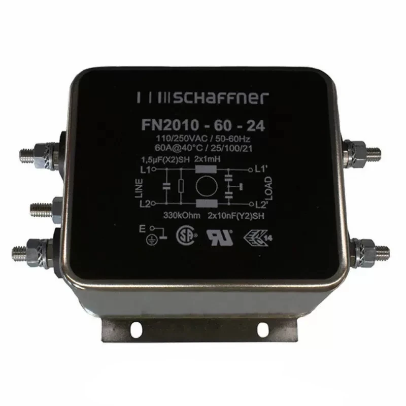 Schaffner – filtre en ligne FN2010-60-24, 250v ac, 60a, filtre en laiton