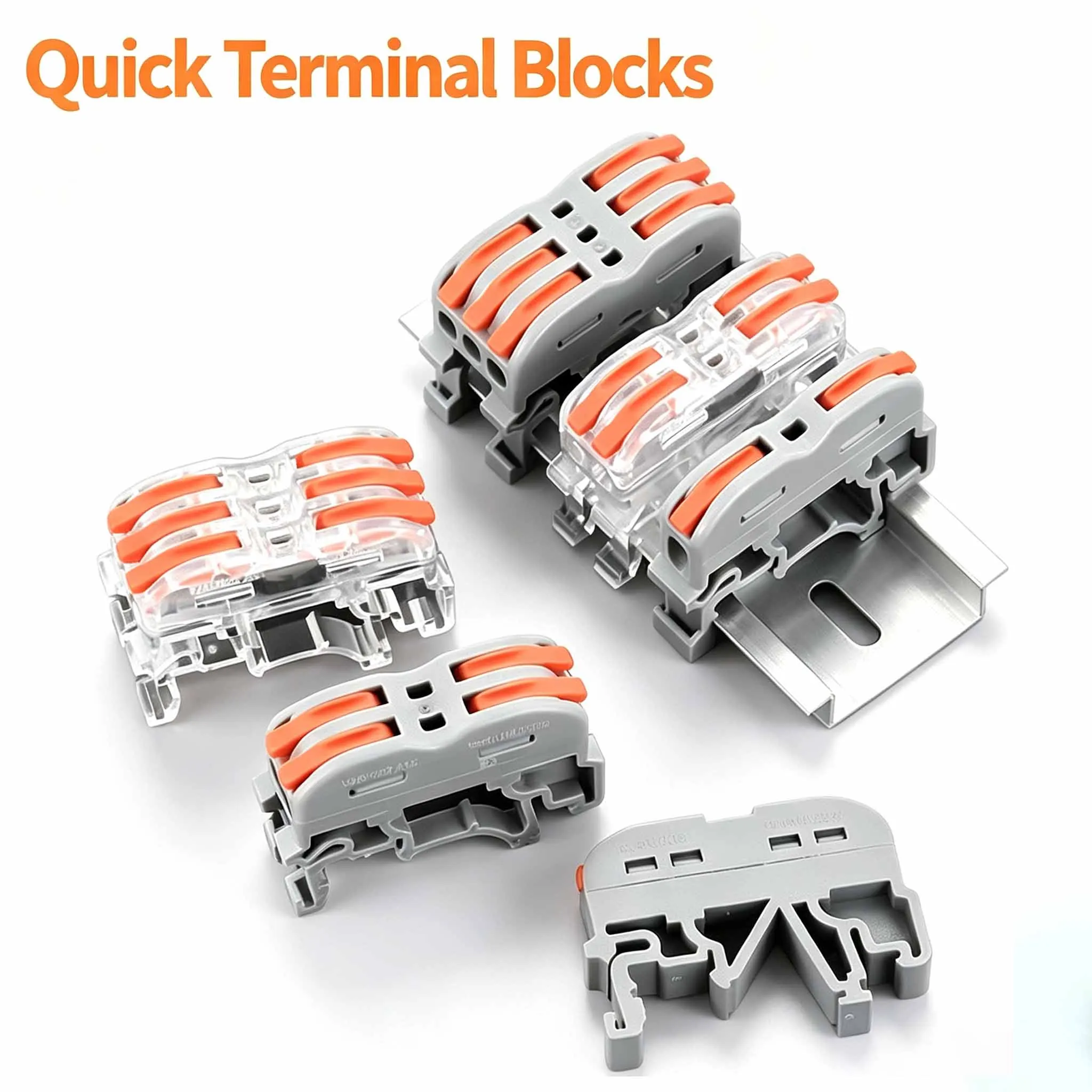 Din Rail Push-in Wire Connector,Fast Universal Compact Wiring Terminal Block,LED Cable Butt Electrical Conductor Connectors