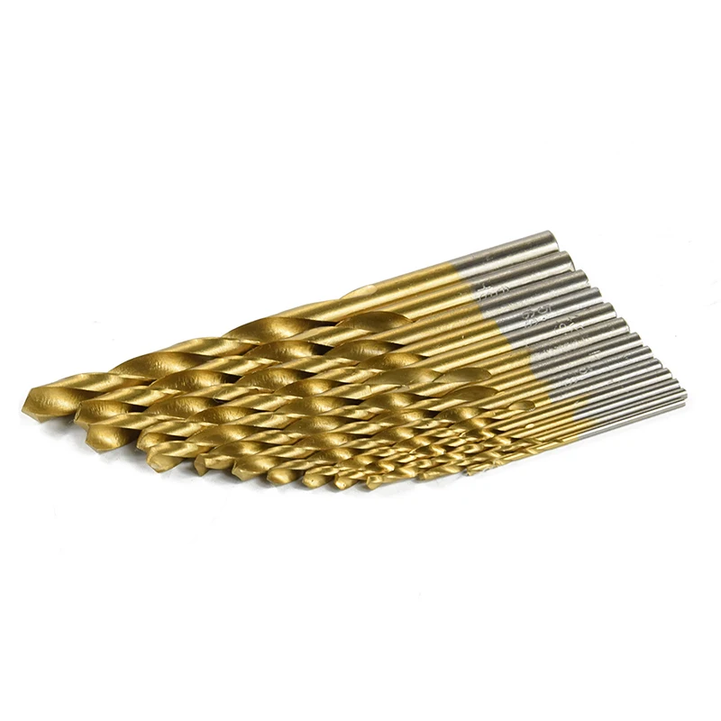 13pc 1.5-6.5mm Round Shank Twist Drill Bit Set Titanium Coated Hole Cutter High Speed Steel Gun Drill Bit Woodworking Metal Tool