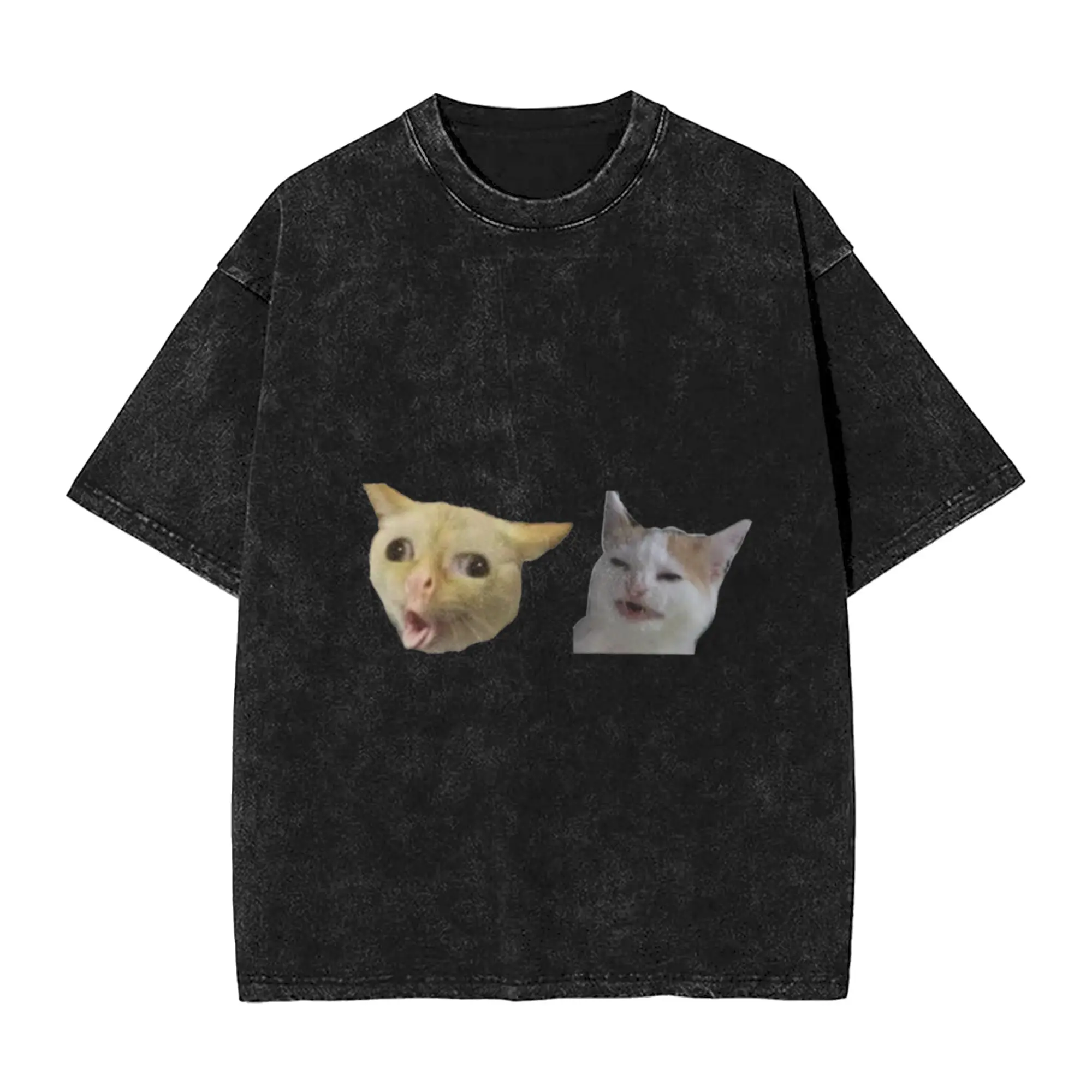 Meme Cats Pack of Stickers Classic Trendy A Washed T Shirt Men's Women's Oversized Cotton Tees Tops