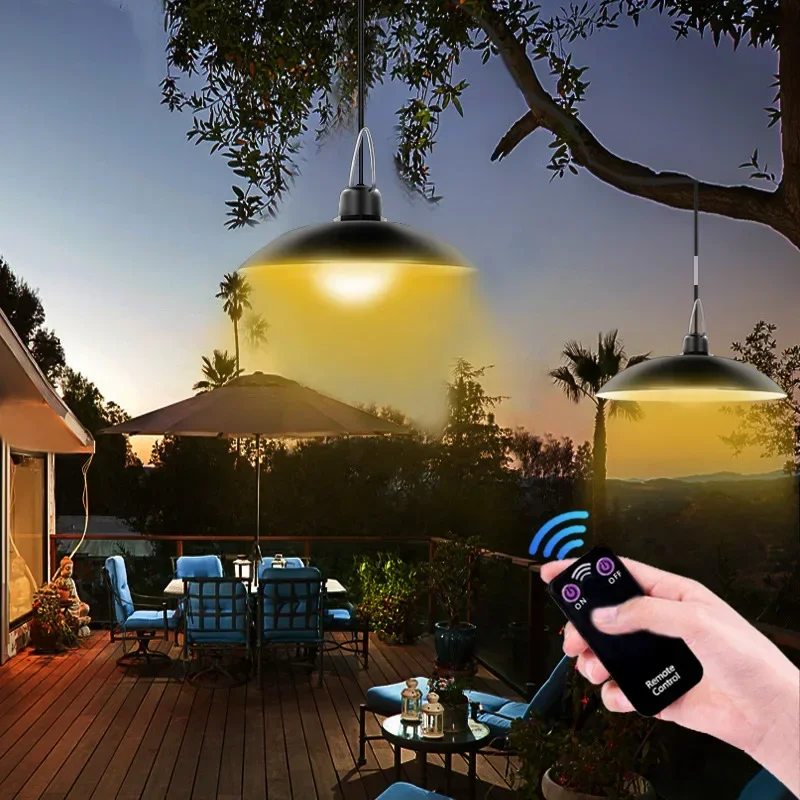 With Remote Control Solar Pendant Light Motion Sensor LED Solar Powered Lamp Chandelier Camping  Outdoor Garden Hanging Lights