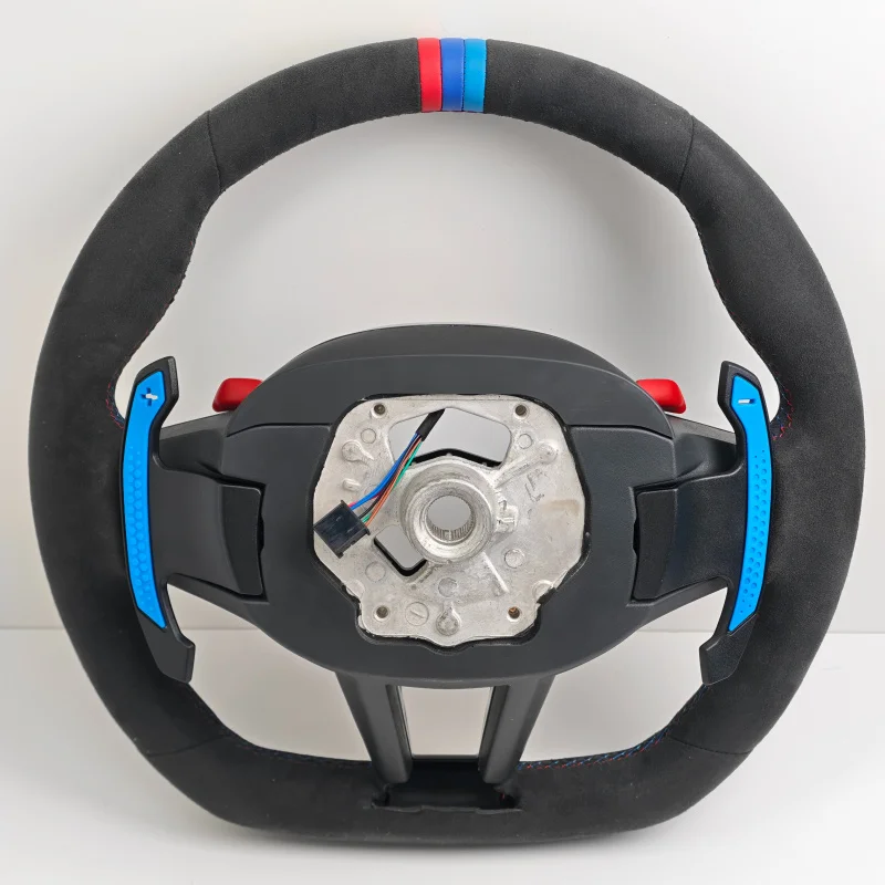 High Quality Custom Forged Red Flakes Carbon Fiber Embroidered Racing Steering Wheel Universal Car Interior Parts