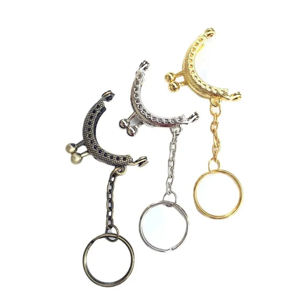 New 4cm Coin Purse Metal Frame Bag Change Purse Frame with Keychain Arch Frame Kiss Clasp Lock DIY Craft Wallet Accessories