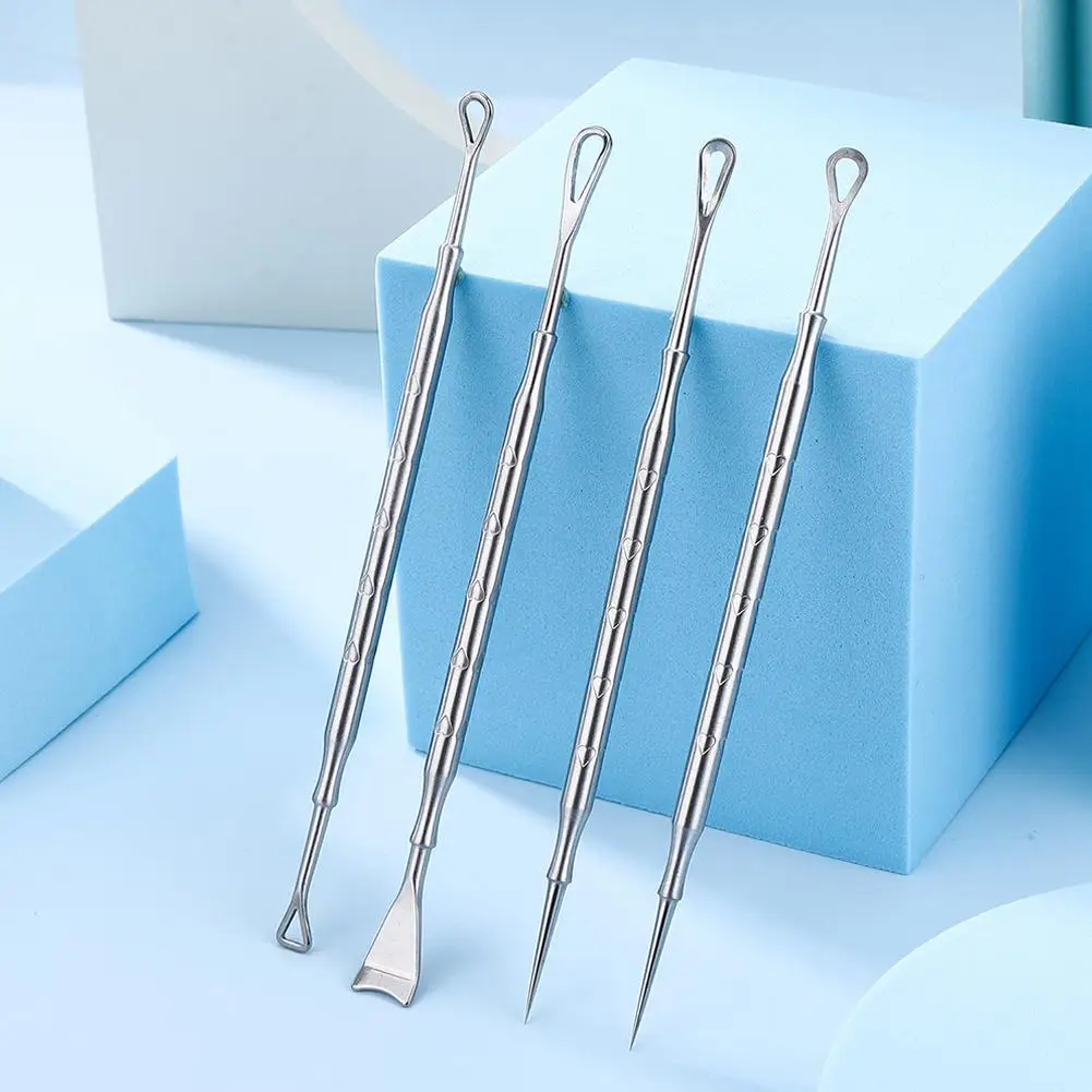 Herramienta eliminadora de espinillas y espinillas, agujas para exprimir el acné, cuchara para limpieza facial, Extractor de comedones, poros Cl X9S5