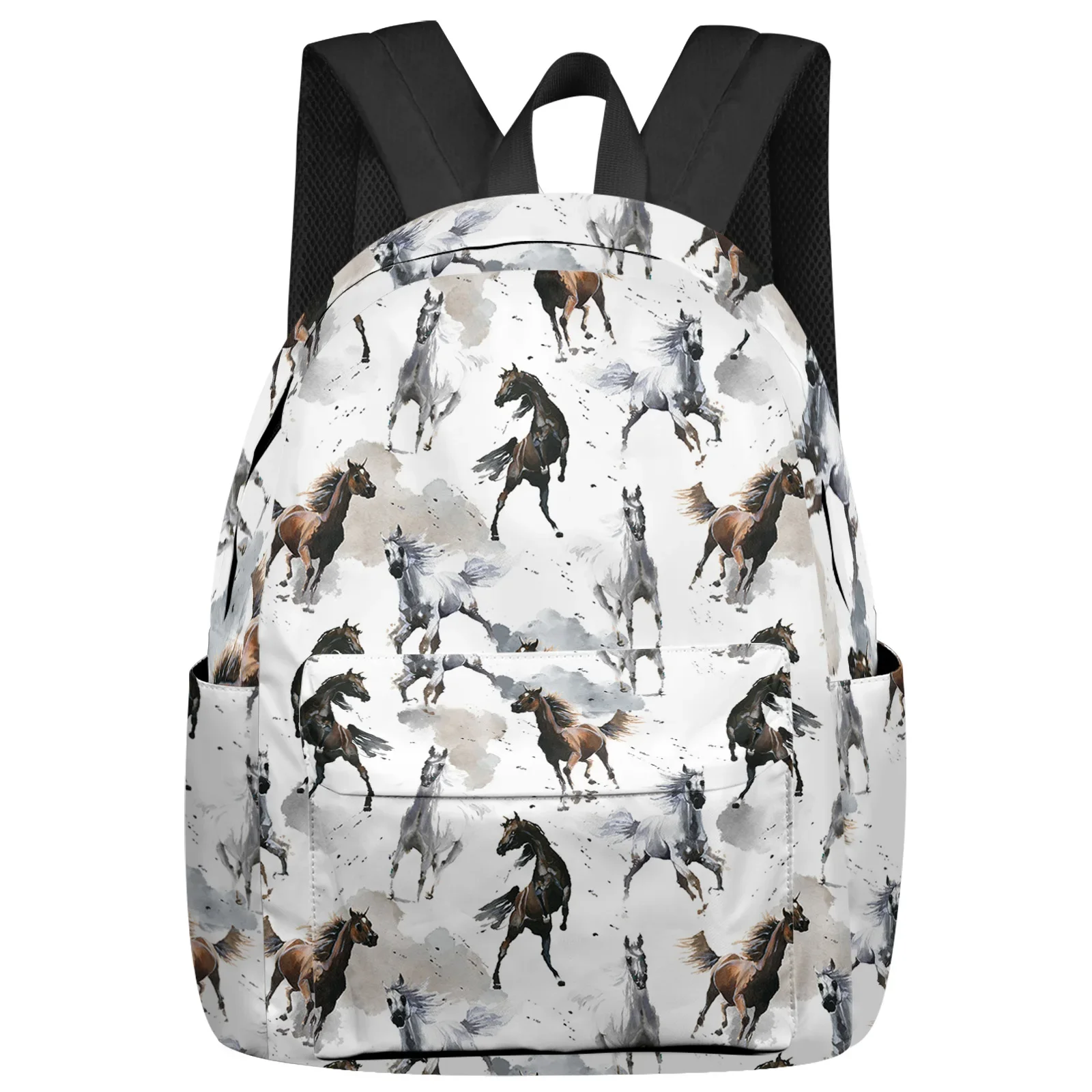 

Horse Watercolor Chinese Style Large Capacity Multi Pocket Travel Backpacks Schoolbag For Teenager Women Laptop Bags Rucksack