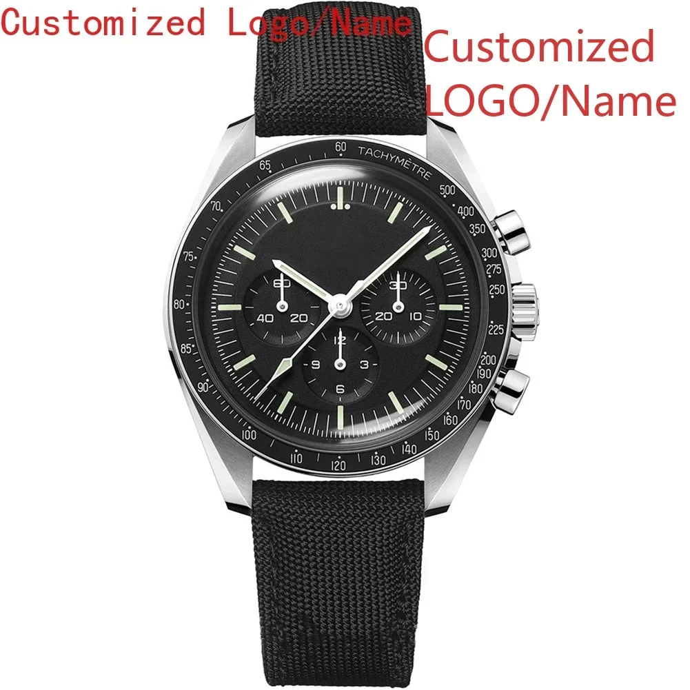 A88 Store  Luminous Ceramic Men Automatic Mechanical Watch Speed Black White Leather Customized Sapphire 42mm