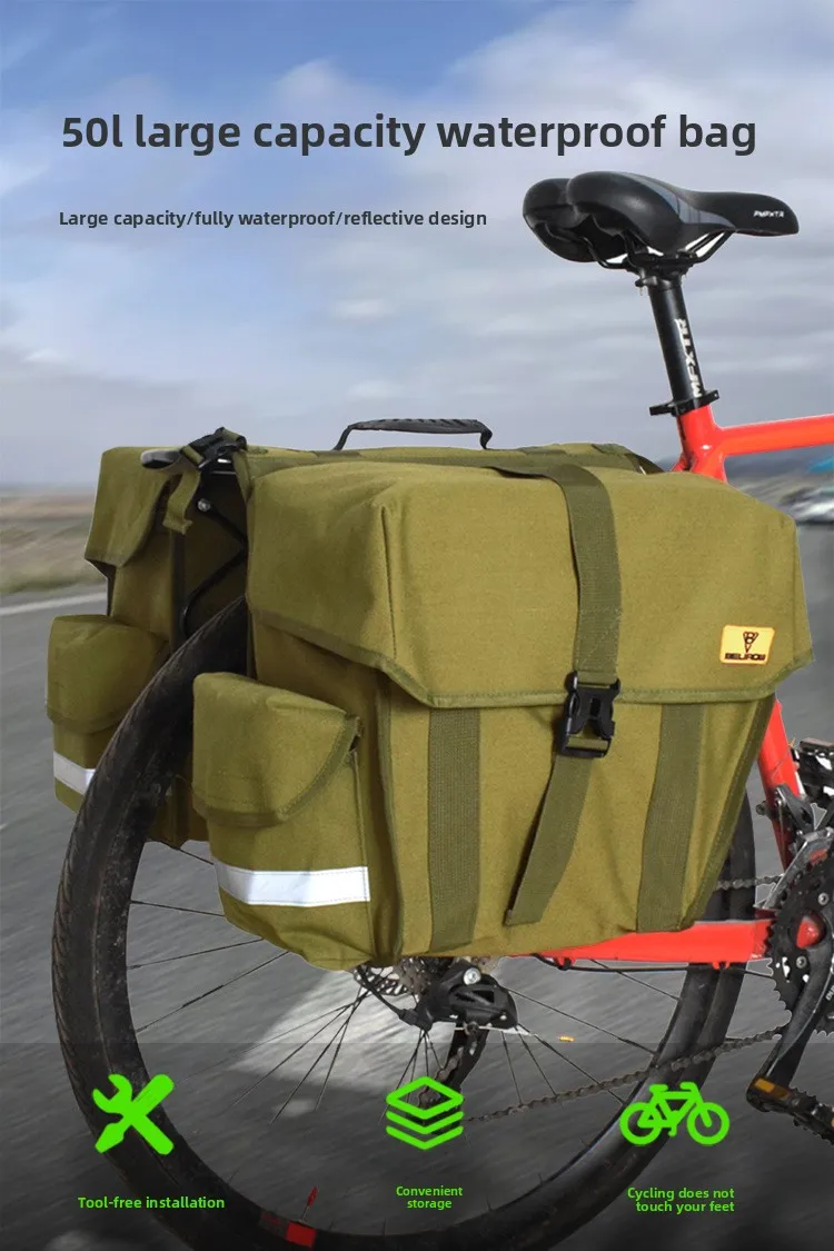 

30/43/50L Bicycle backpack double-sided tail bag rear shelf waterproof large-capacity backpack West Biking Bike Rear Seat Bag