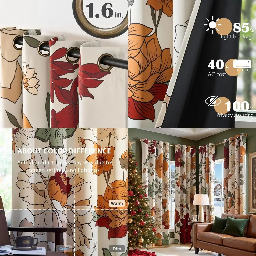 

Винтажные плотные шторы в стиле бохо с цветком, 95% бежевого цвета, 84-панельная люверса для спальни и гостиной, осенний декор