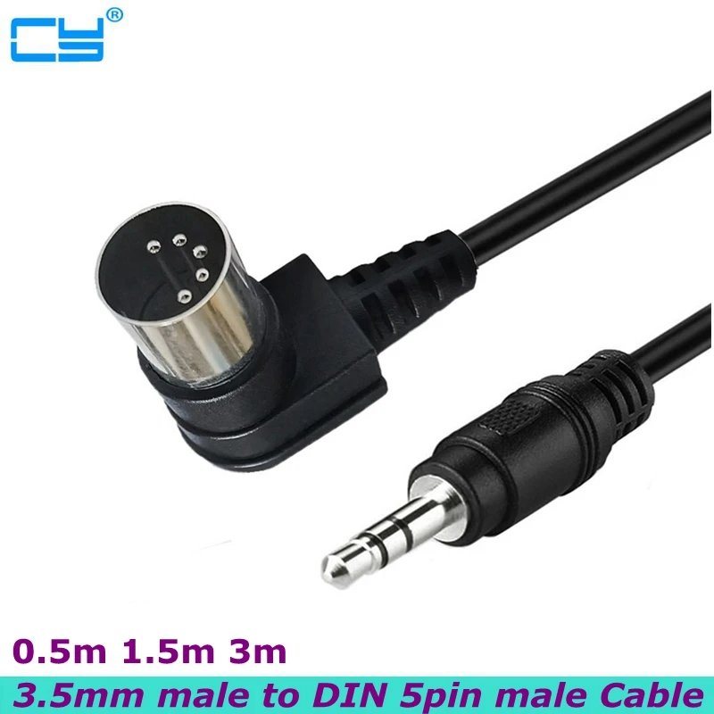 

90 Degree MIDI 5P 5 Pin DIN Plug Male To 3.5mm (1/8in) TRS Stereo Male Jack Cable Cord Converter 0.5m/1.5m/3m