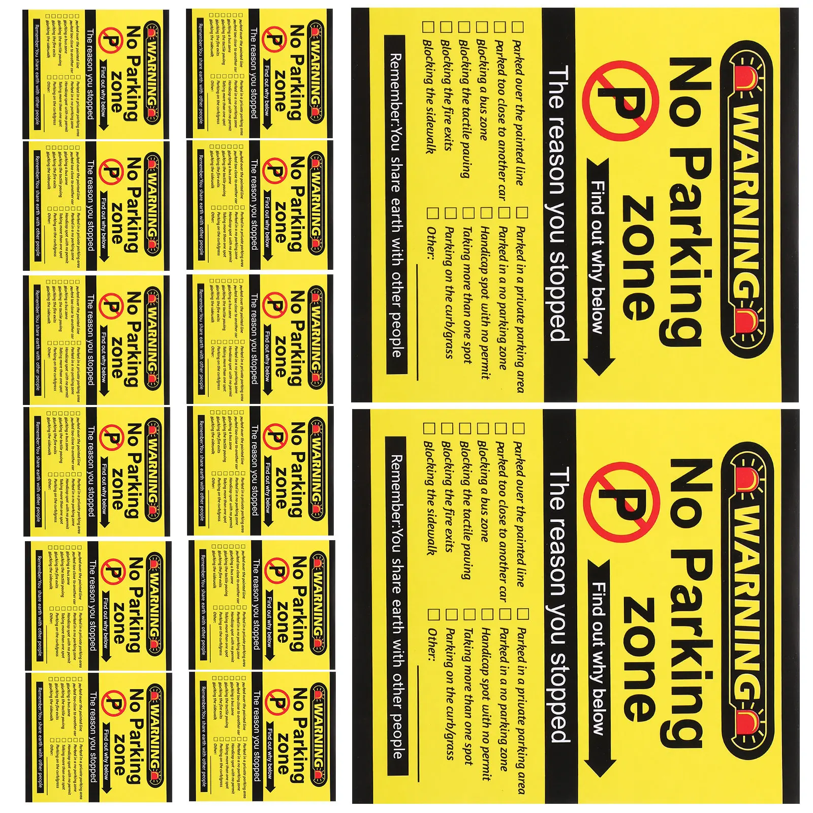 100Pcs Parking Violation Cards Witty Bad Parking Tickets Multi Reason Violation Notes Small Car Warning Signs Warning Stickers