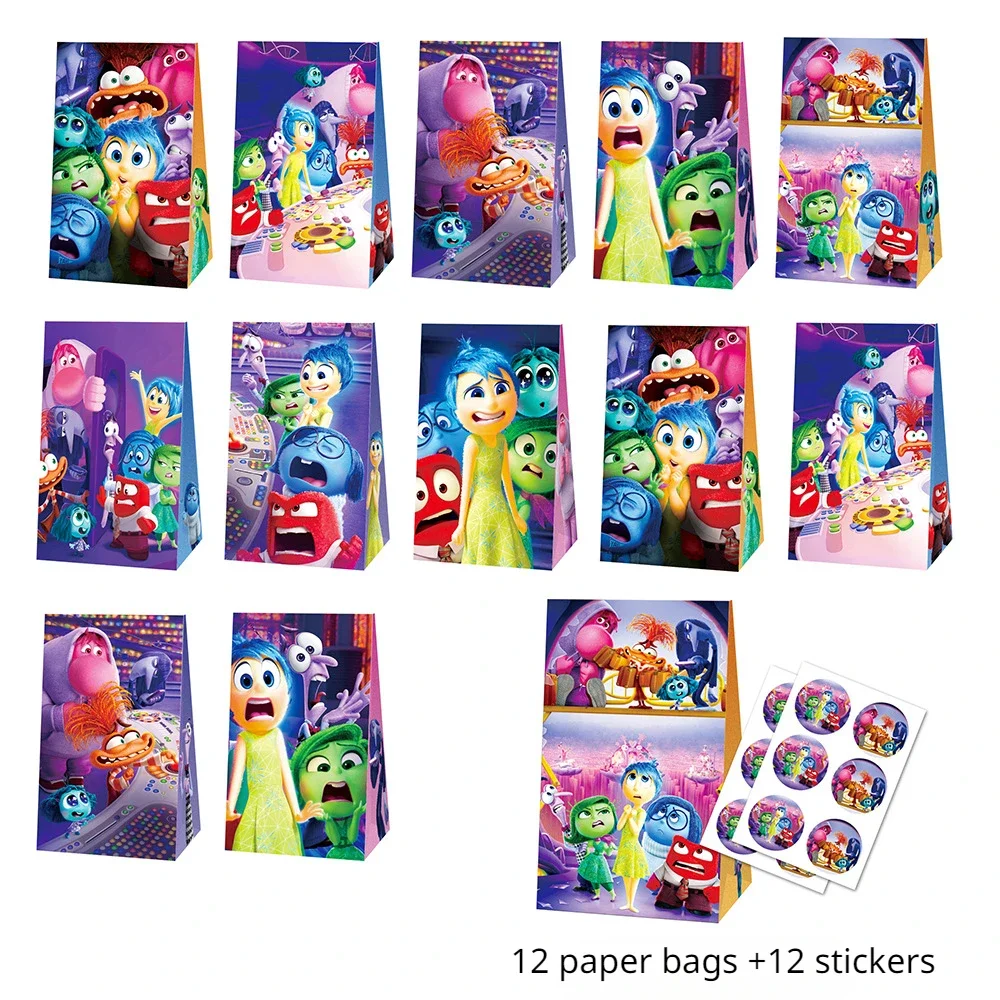 

Disney Inside Out 2 Gift Bag Set Anime Riley Anderson Children's Birthday Themed Party Decoration Supplies Paper Candy Gift Bag