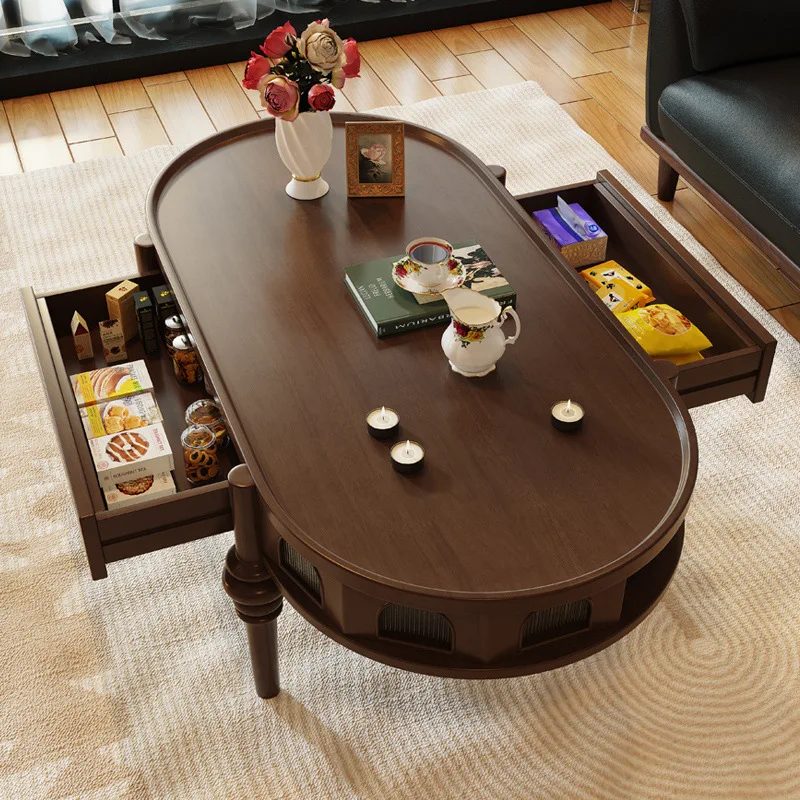 Francês retro madeira maciça mesa de centro sala estar casa pequeno apartamento designer internet celebridade pequena mesa americana redonda cof