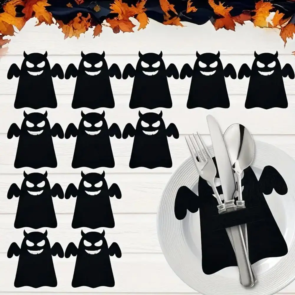 Bat Design Fork Holder Halloween Bat Fork Holder Halloween Bat Spoon Fork Holder Set with Spooky Pumpkin Skeleton Ghost Spider