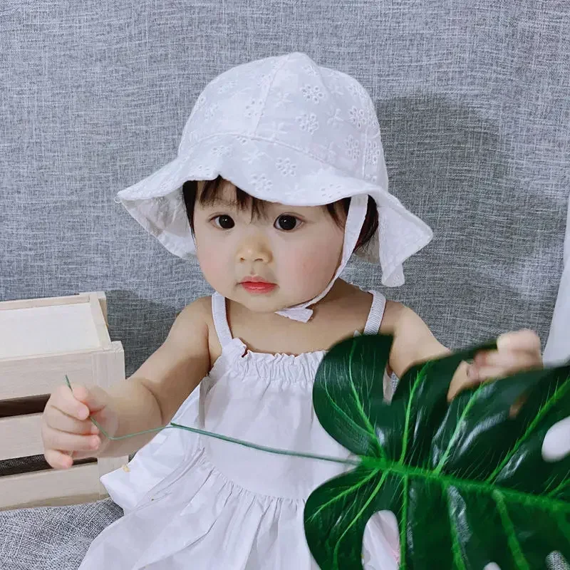 2024 New Spring Summer Outdoor Baby Girls Hat Lace Bowknot Fisherman Hat Baby Sun Hat Kids Sun Caps Toddler Sunscreen Cap