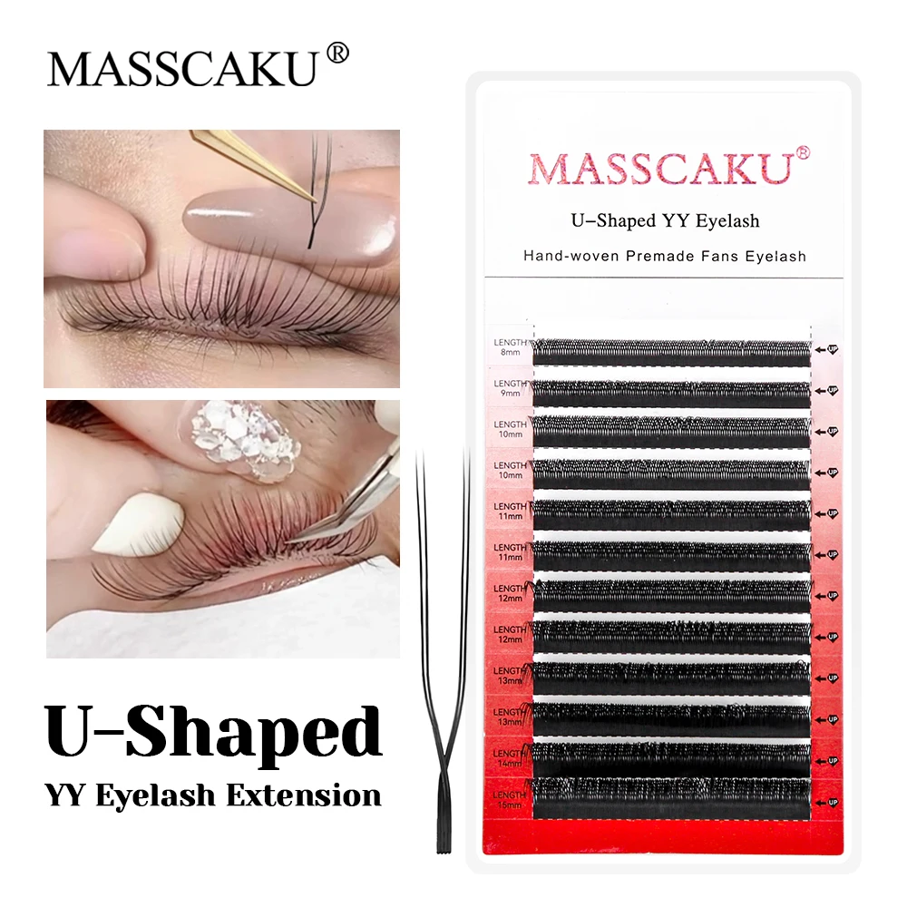 

New Trend U Shape YY False Eyelashes 0.07mm Thickness C D Curl Premade Lashes Extension One Second Making Fans from MASSCAKU