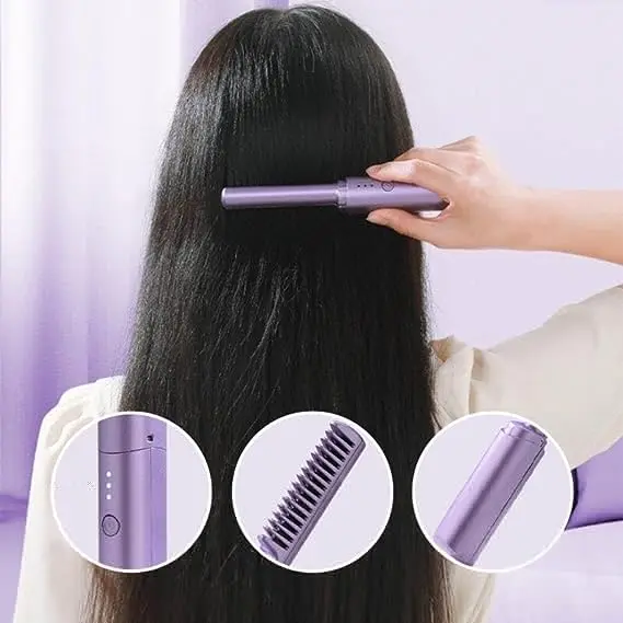 Pente alisador de cabelo portátil, alça ergonômica antiderrapante, design para cabeleireiro profissional em casa