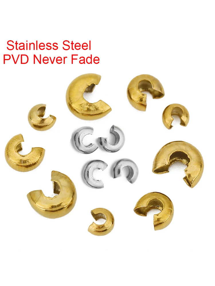 20 pièces PVD ne se décolore jamais en acier inoxydable fin sertissage perles couverture 4 5 6mm entretoise bouchon perles pour collier Bracelet fabrication de bijoux