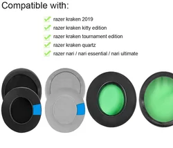 Upgraded Cooling Gel Ear Pads for Razer Nari Ultimate, Nari Essential, Kraken Kitty, Kraken Tournament Edition Headset ear cover