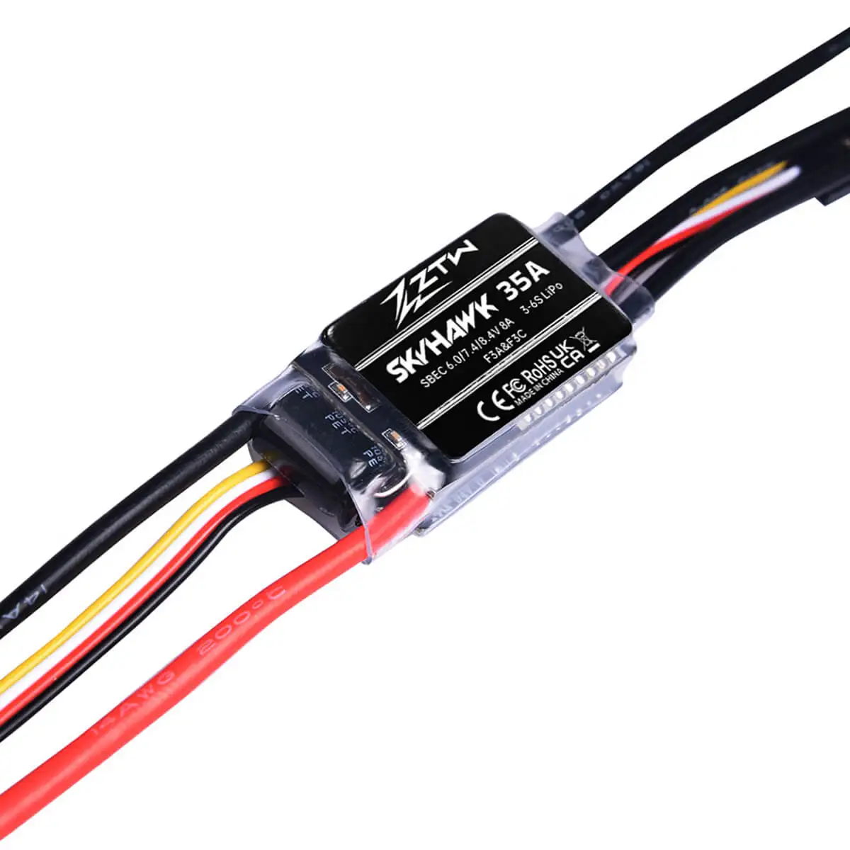 

ZTW 32-Bit Skyhawk 35A ESC 3-6S 6V/7.4V/8.4V SBEC 8A Brushless Speed Control For RC Airplane 250-300 Class Helicopter Fixed-wing