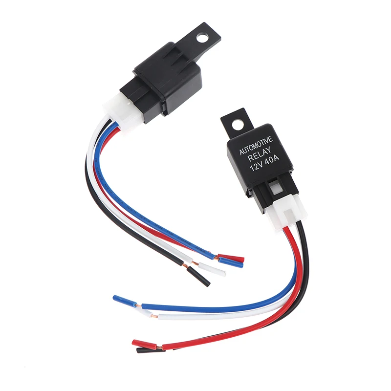 Black 12V/24V 40A Car Automotive Relay 4 Pin SPST: Strobe Fog Lights Alarms
