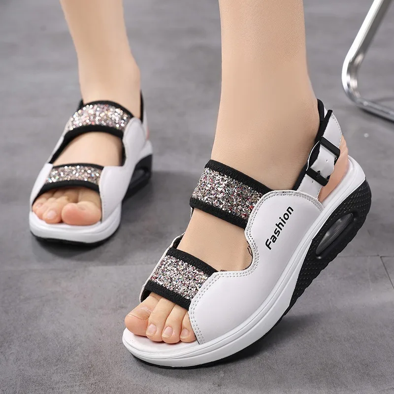 

2025 Summer New Women's Sandals Outdoors Platform Breathable Beach Shoes Air Cushion Shock Absorption Women Sneaker Casual Shoes