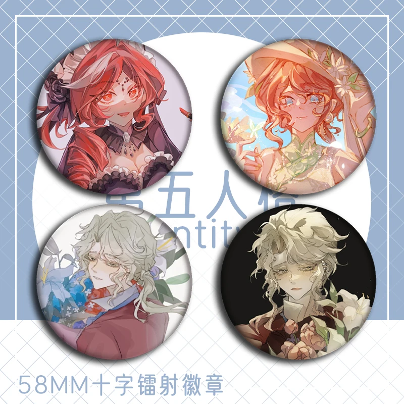 Anime Identity Ⅴ Gardener Emma Woods Composer Frederick Kreiburg Priestess Fiona Gilman Cosplay Laser Badge Brooch Xmas Gift