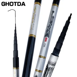 GHOTDA Ultralight Hard Carp Feeder Fishing Pole Tenkara 3.6-7.2M No Ring Telescopic Stream Fishing Rod