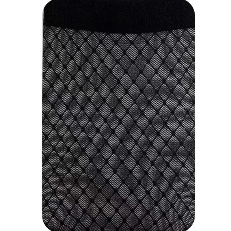 Retro Diamond Grid Jacquard Women\'s Pantyhose Fashion Hollowed-Out Fine Mesh Sexy Fishnet Stockings Lolita Black Nylon Tights